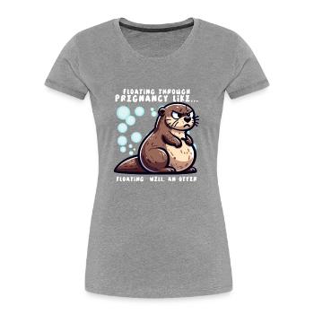 Schwangerschaftsankündigung „mutterschaft Werdende - Frauen Premium Bio T-Shirt - Grau meliert - Vorne - Mia (176cm)