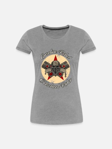 Gasoline Rebel - Frauen Premium Bio T-Shirt - Grau meliert
