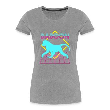 Cadeau pour les amoureux des babouins - T-shirt bio Premium Femme - gris chiné - Devant - Mia (176cm)