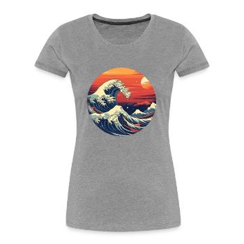 Große Welle The Great Wave Kanagawa - Frauen Premium Bio T-Shirt - Grau meliert - Vorne - Mia (176cm)