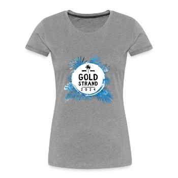 Sables d’Or 2024 Coloré - T-shirt bio Premium Femme - gris chiné - Devant - Mia (176cm)