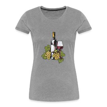 Verre à vin VinRaisins Vin - T-shirt bio Premium Femme - gris chiné - Devant - Mia (176cm)