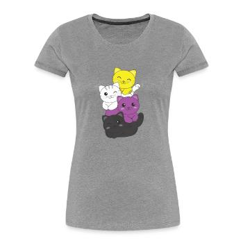 Nonbinary Flag Non Binary Pride LGBTQ süße Katze - Frauen Premium Bio T-Shirt - Grau meliert - Vorne - Mia (176cm)