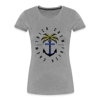 Ibiza Crew Anchor Palm Tree - Women's Premium Organic T-Shirt - heather grey - Front - Mia (176cm)