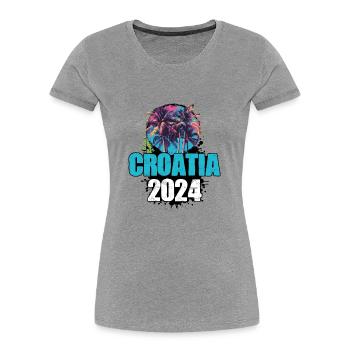 Croatia 2024 Travel Tour Team - Women's Premium Organic T-Shirt - heather grey - Front - Mia (176cm)