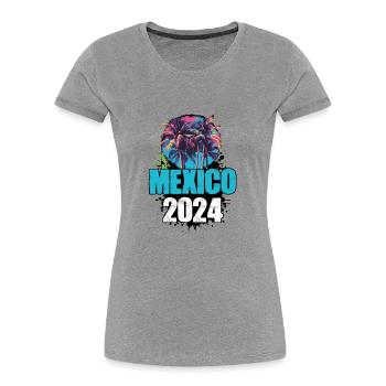 Mexiko 2024 Reisen Tour Team - Frauen Premium Bio T-Shirt - Grau meliert - Vorne - Mia (176cm)