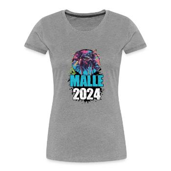 L’équipe de la tournée Malle 2024 - T-shirt bio Premium Femme - gris chiné - Devant - Mia (176cm)