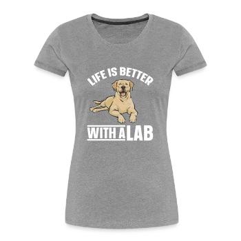 Gelber Labrador Retriever - Frauen Premium Bio T-Shirt - Grau meliert - Vorne - Mia (176cm)