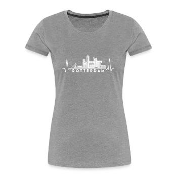 Herzschlag Skyline Niederlande Rotterdam - Frauen Premium Bio T-Shirt - Grau meliert - Vorne - Mia (176cm)