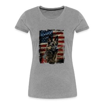 Norwegian Elkhound America Usa - Women's Premium Organic T-Shirt - heather grey - Front - Mia (176cm)