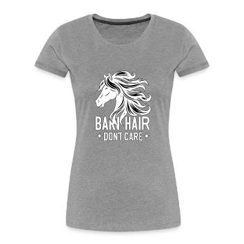 Scheunenhaar ist egal - Frauen Premium Bio T-Shirt - Grau meliert - Vorne - Mia (176cm)