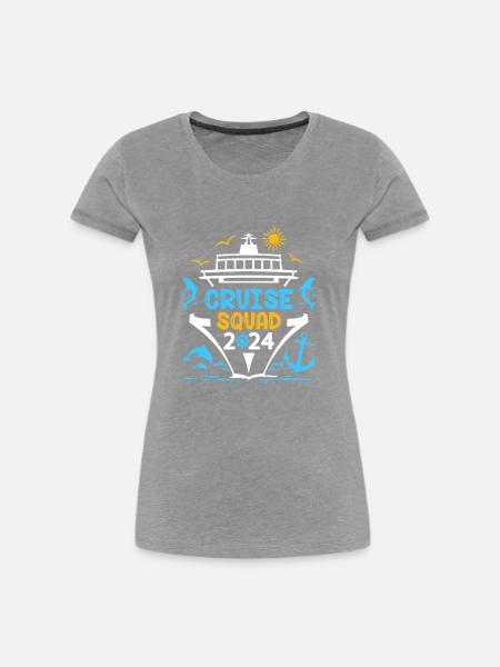 Kreuzfahrtkommando Schiffsreise 2024 - Frauen Premium Bio T-Shirt - Grau meliert