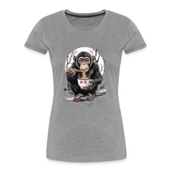 Schimpanse - Frauen Premium Bio T-Shirt - Grau meliert - Vorne - Mia (176cm)