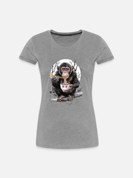 Schimpanse - Frauen Premium Bio T-Shirt - Grau meliert
