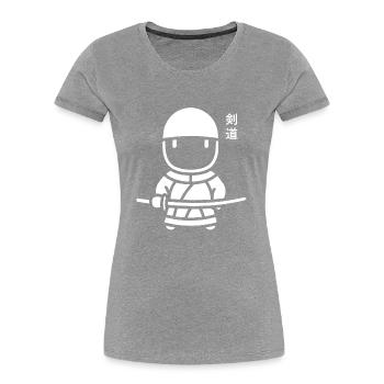 KENDO - Frauen Premium Bio T-Shirt - Grau meliert - Vorne - Mia (176cm)