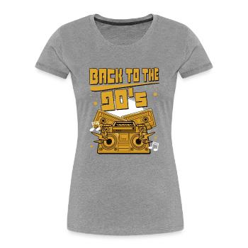 90er Party - back to the 90s - Frauen Premium Bio T-Shirt - Grau meliert - Vorne - Mia (176cm)