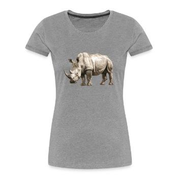 Rhino Nashörner Nashorn - Frauen Premium Bio T-Shirt - Grau meliert - Vorne - Mia (176cm)