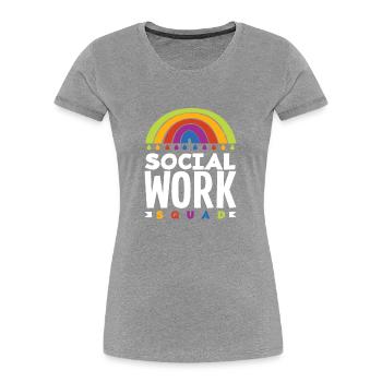 Soziale Arbeit Team Regenbogen - Frauen Premium Bio T-Shirt - Grau meliert - Vorne - Mia (176cm)