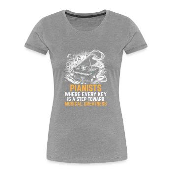 Pianisten, bei denen jede Tonart ein Schritt in Richtung Musik ist - Frauen Premium Bio T-Shirt - Grau meliert - Vorne - Mia (176cm)