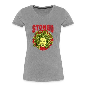 Stoned Goddess Griechische Mythologie - Frauen Premium Bio T-Shirt - Grau meliert - Vorne - Mia (176cm)