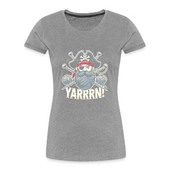 Yarrrrn - Frauen Premium Bio T-Shirt - Grau meliert - Vorne - Mia (176cm)