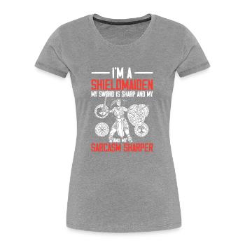 Shieldmaiden Lagertha Germanische Kriegerin - Frauen Premium Bio T-Shirt - Grau meliert - Vorne - Mia (176cm)