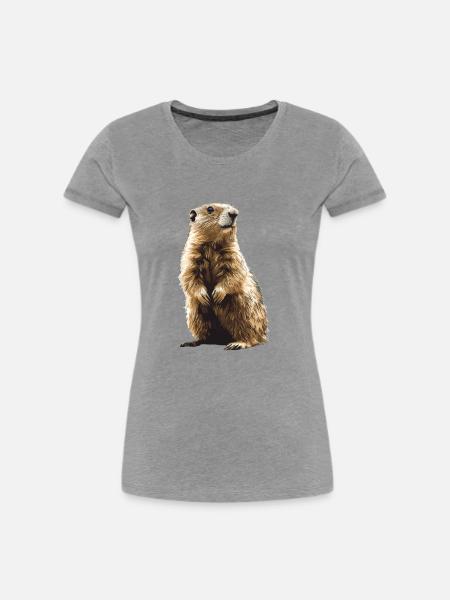 Murmeltiere Murmeltier - Frauen Premium Bio T-Shirt - Grau meliert