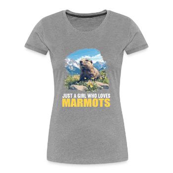 Murmeltiere Murmeltier - Frauen Premium Bio T-Shirt - Grau meliert - Vorne - Mia (176cm)