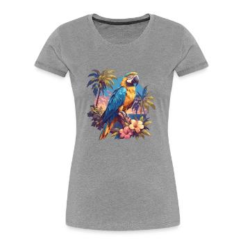 Papageie Papagei - Frauen Premium Bio T-Shirt - Grau meliert - Vorne - Mia (176cm)