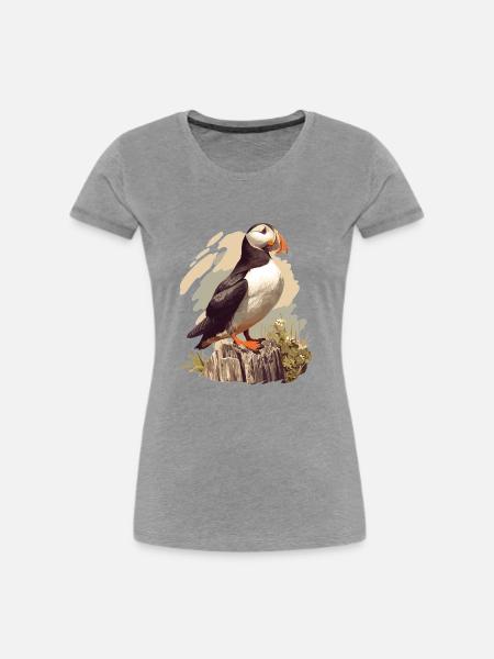 Papageientaucher - Frauen Premium Bio T-Shirt - Grau meliert