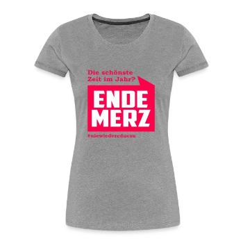 ENDE MERZ - Frauen Premium Bio T-Shirt - Grau meliert - Vorne - Mia (176cm)
