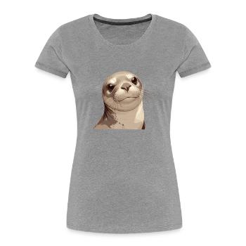 Robben Robbe - Frauen Premium Bio T-Shirt - Grau meliert - Vorne - Mia (176cm)