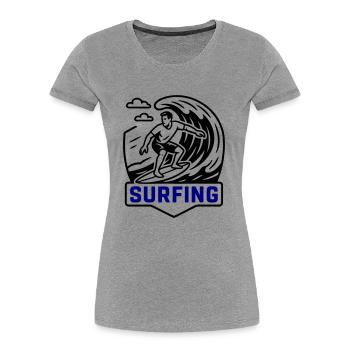 Surfeur symbole surfeur - T-shirt bio Premium Femme - gris chiné - Devant - Mia (176cm)