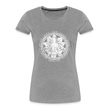 Yoga Lebensblume Schneidersitz Spiritualität shirt - Frauen Premium Bio T-Shirt - Grau meliert - Vorne - Mia (176cm)