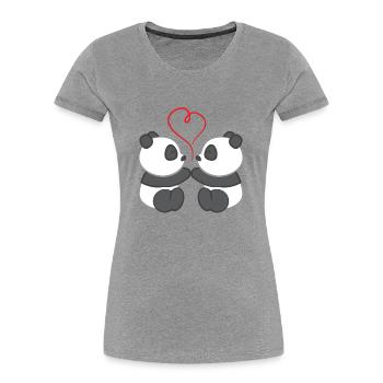 Panda - Panda T-Shirt - Pandamotiv - Liebe - Frauen Premium Bio T-Shirt - Grau meliert - Vorne - Mia (176cm)