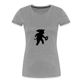 Pig joue au football américain - T-shirt bio Premium Femme - gris chiné - Devant - Mia (176cm)
