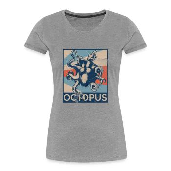 Pieuvres - T-shirt bio Premium Femme - gris chiné - Devant - Mia (176cm)