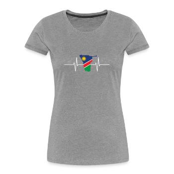 Namibia Herzschlag Flagge Vintage Namibia - Frauen Premium Bio T-Shirt - Grau meliert - Vorne - Mia (176cm)