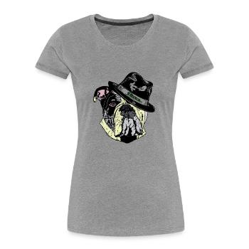 Olde English Bulldogge-Hut-Kiffen-Joint-Musik - Frauen Premium Bio T-Shirt - Grau meliert - Vorne - Mia (176cm)
