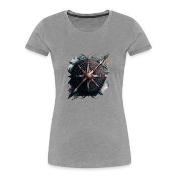 schönes, maritimes Motiv eines Kompass auf See - Frauen Premium Bio T-Shirt - Grau meliert - Vorne - Mia (176cm)