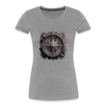 cooles Wikinger Ornament - Frauen Premium Bio T-Shirt - Grau meliert - Vorne - Mia (176cm)