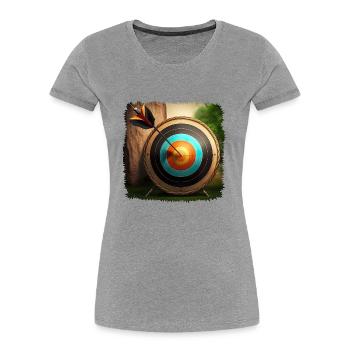 Archery requires high precision - Women's Premium Organic T-Shirt - heather grey - Front - Mia (176cm)