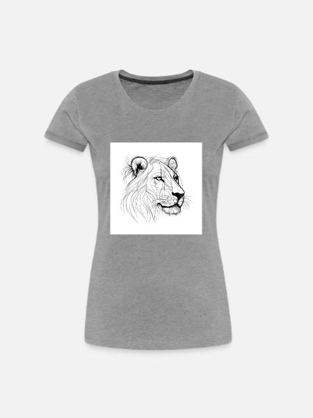 Löwin - Frauen Premium Bio T-Shirt - Grau meliert