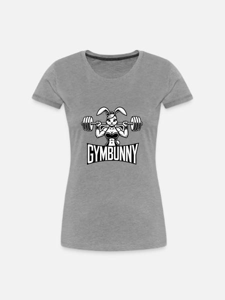 GymBunny Niedlich - Frauen Premium Bio T-Shirt - Grau meliert