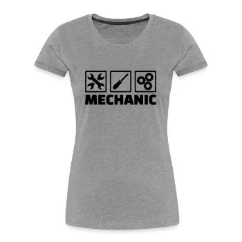 Mécanicien - T-shirt bio Premium Femme - gris chiné - Devant - Mia (176cm)