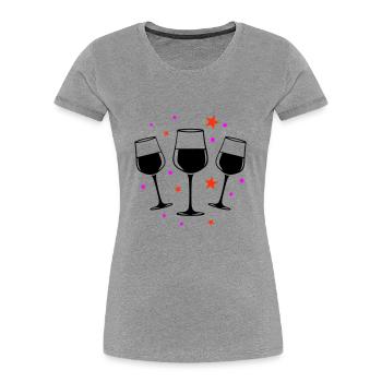Weinglas Rotwein Symbol - Frauen Premium Bio T-Shirt - Grau meliert - Vorne - Mia (176cm)