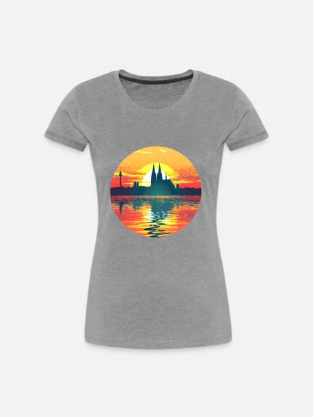 Köln Skyline - Frauen Premium Bio T-Shirt - Grau meliert