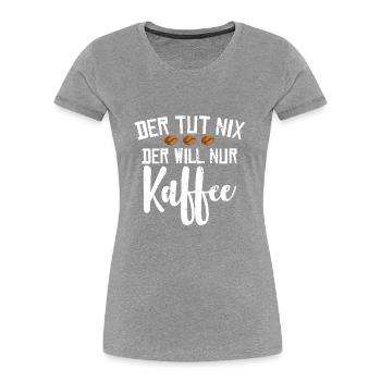 Kaffee - Frauen Premium Bio T-Shirt - Grau meliert - Vorne - Mia (176cm)