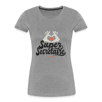 Super Secrétaire l unique cadeau Secretaire - T-shirt bio Premium Femme - gris chiné - Devant - Mia (176cm)