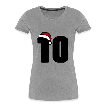 10 Numéro de Noël - T-shirt bio Premium Femme - gris chiné - Devant - Mia (176cm)